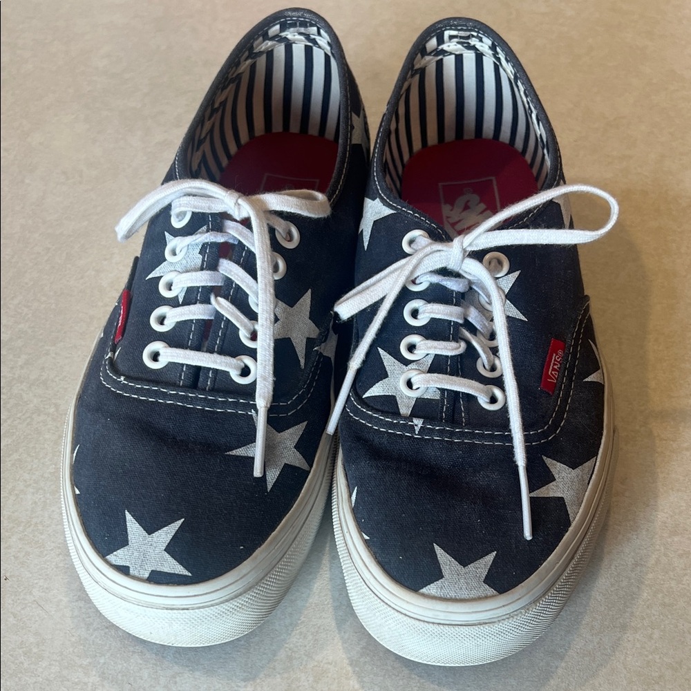 Vans Navy and White Star Pattern Sneakers